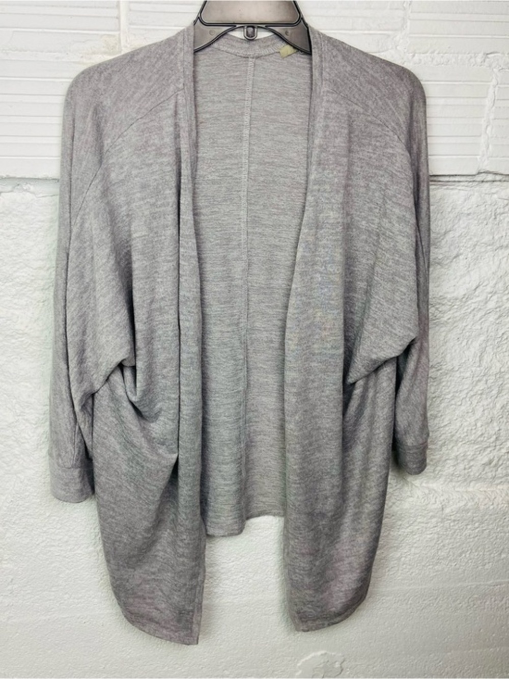 Joan Vass Light Gray Open-Front Draped Cardigan size medium